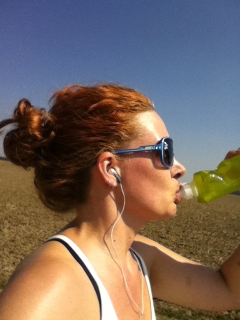 A posed selfie on the side of a country road during a walk break
