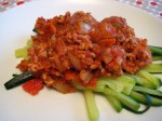 Tomato & Pork Sauce over Zucchini