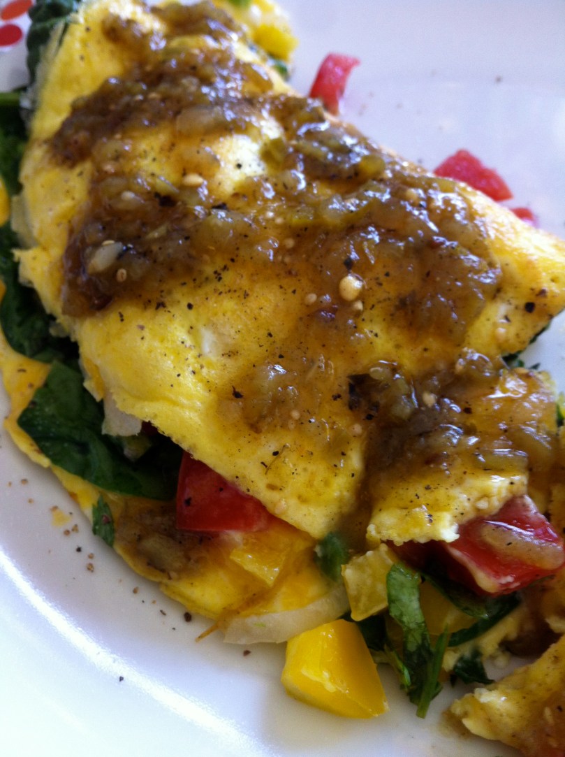 omelette with green salsa